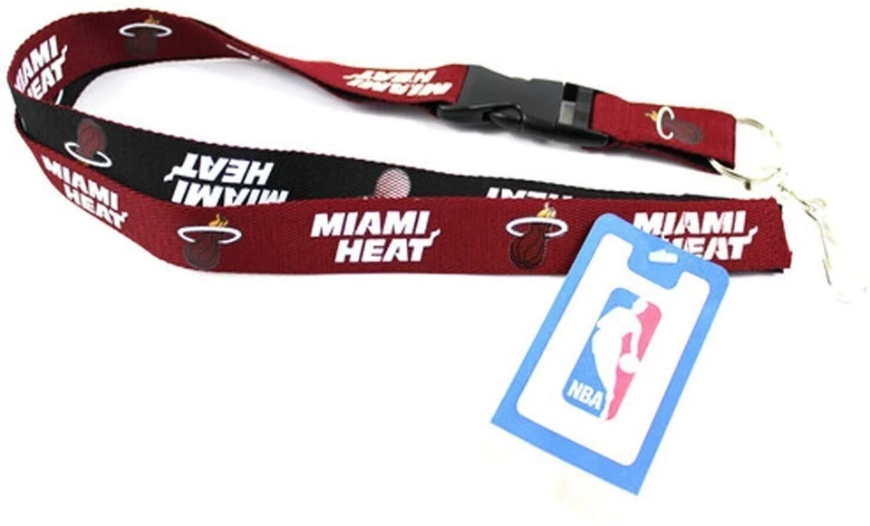 Miami Heat Two Tone Lanyard Keychain Double Sided Breakaway Safety Design... - Image 1 of 1