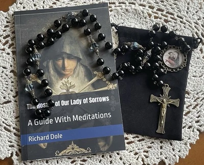 Coronilla Siete Dolores María Ónix Cuentas de Vidrio Servita Reliquia Rosario Regalo Católico Foto 1 de 4