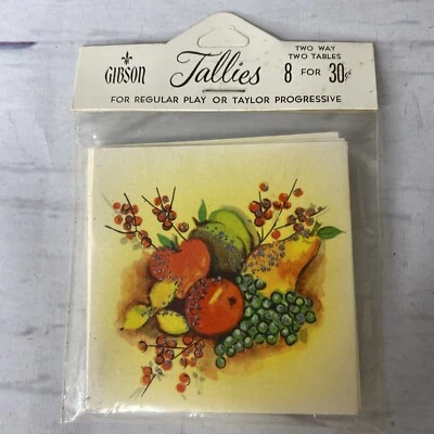 8 TARJETAS DE CONTEO DE DOS MESAS Gibson EE. UU. VINTAGE Nuevo Sellado Fruta de Otoño 3" x 3" Foto 1 de 3