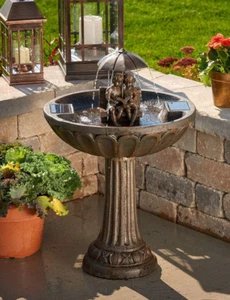 Solar Bird Bath Water Fountain Outdoor Patio Garden Yard Birdbath Bowl 33 inch - Picture 1 of 7