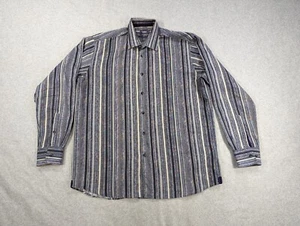 Luchiano Visconti Shirt Mens Extra Large Gray Stripe Preppy Italian Retro Purple - Picture 1 of 16