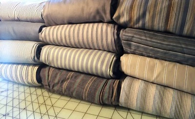 24-pc Big Scraps of 12 Men's assorted STRIPE shirt SLEEVES 100% cotton Quilting - Image 1 of 4