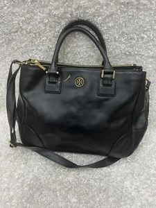 Tory Burch Robinson Double-Zip Saffiano Tote Bag, Black with Gold Hardware - Bild 1 von 12