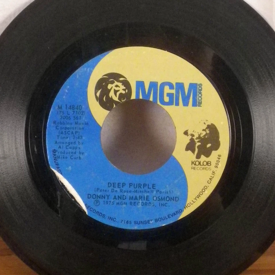 Donny and Marie Osmond Deep Purple / Take me back again 7" 45 MGM single VG - Image 1 of 1
