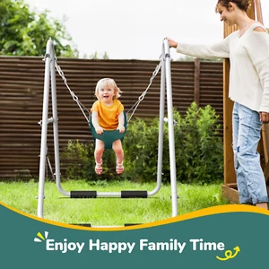 Toddler Swing Set w/Heavy Duty Foldable Swing Frame Stand Kids Bucket Swing Seat - Picture 1 of 10
