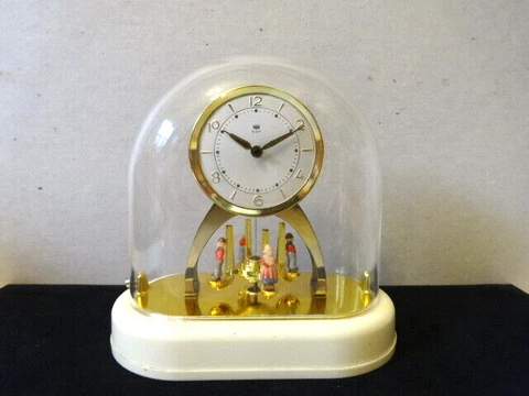 Vintage STAIGER Miniature 5" Oval Dome Dancing Clock W. Germany Short Run & Stop Cover