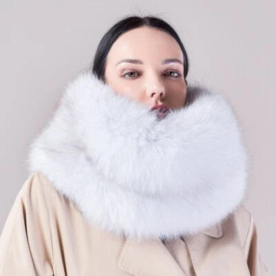 Women's Real Fox Fur Scarf Winter Scarves Collar Warm Wrap Stole Magnet Button - Image 1 of 4