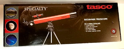 Tasco Telescope Adjustable Tripod Mount Aluminum 50x50mm Model 45T Red Beginner - Image 1 of 4