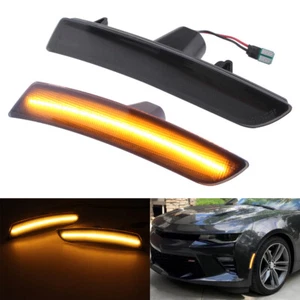 Smoked Amber LED Reflector Side Marker Lights Lamps Pair 2016-2022 Chevy Camaro - Picture 1 of 9