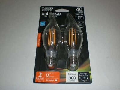 FEIT ELECTRIC ENHANCE 40W REPLACEMENT LED SOFT WHITE 2700K E12 PACK WITH 2 BULBS - Image 1 of 4