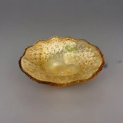 Vtg Seeded Style Amber Glass Dome/Lamp/Shade / Cover 15.5" wide x 4.75” tal - Image 1 of 4