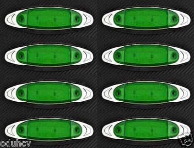 8x 12V LED Verde Intermitente Lateral Luces Coche Camión Trailer BAR Cromo Bisel - Imagen 1 de 4