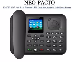 NEO-PACTO GSM 4G LTE WiFi Hot-Spot FM Android Bluetooth telefono da scrivania doppia scheda SIM - Foto 1 di 7