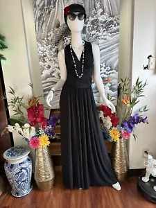 HALSTON HERITAGE BLACK SEQUINS SLEEVELESS SIDE CUT OUT FORMAL GOWN DRESS 4 - Picture 1 of 10