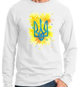 Tryzub Ukrainian Pride Support Ukraine Adult Long sleeveT-shirt - Picture 1 of 1