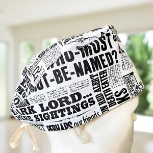 Harry Potter Prophet Skull Newspaper~ Modern Surgical Cap| Healthcare| Nurse Cap - Picture 1 of 5