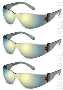 3 Pair/Pack Gateway Starlite Gold Mirror Safety Glasses Sun Z87+ CSA Z94.4 - Picture 1 of 4