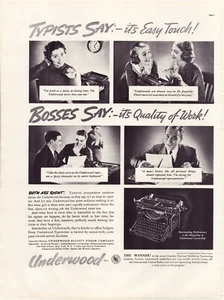 Print Ad Underwood Typewriter 1937 Full Page Large Magazine 10.5"x13.5" - Picture 1 of 1