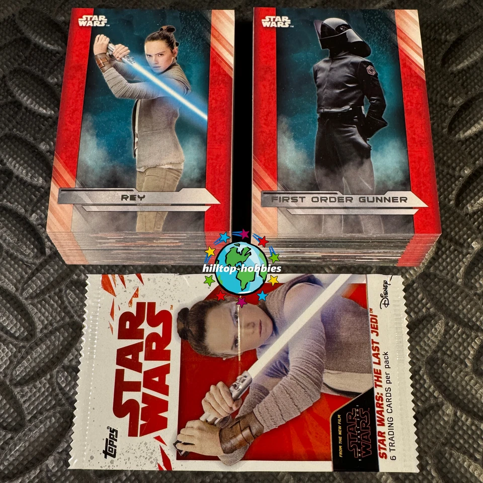 2017 TOPPS STAR WARS LAST JEDI COMPLETE BASE TRADING CARD SET OF 100 +WRAPPER - Image 1 of 1