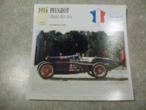 CARTE FICHE AUTO PEUGEOT GRAND PRIX 1914 - Foto 1 di 1