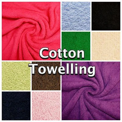  Cotton Terry Towelling Fabric Plain Soft Double Sided Beach Bath Towel Fabric - Image 1 of 4