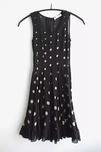 Alannah Hill New Romantics Frock Dress Womens 6 Black Polka Dot Silk Sheer Flowy - Picture 1 of 16