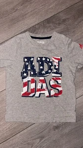 Adidas Toddler Boys Size 4 Go To Tee Shirt Gray American Short Sleeved EUC - Picture 1 of 4