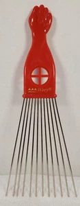 RED wide man woman DETANGLE Styling metal AFRO lift Comb wig long pik Pick Pic - Picture 1 of 4