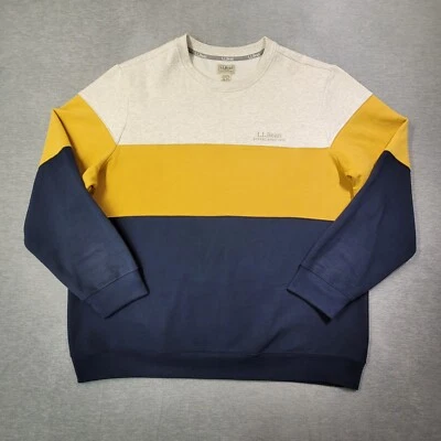 LL Bean Sweatshirt Mens 2XLT Multicolor Colorblock Crew Neck Casual Logo - Image 1 of 4