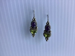 Vintage Ohrringe Sterlingsilber 925, lila und grüne Steine, wunderschön… - Bild 1 von 3
