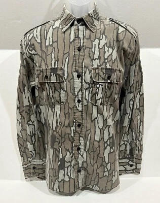 Camisa de caza vintage de los 80 paredes Trebark camuflada manga larga abotonada para hombre talla M Foto 1 de 4
