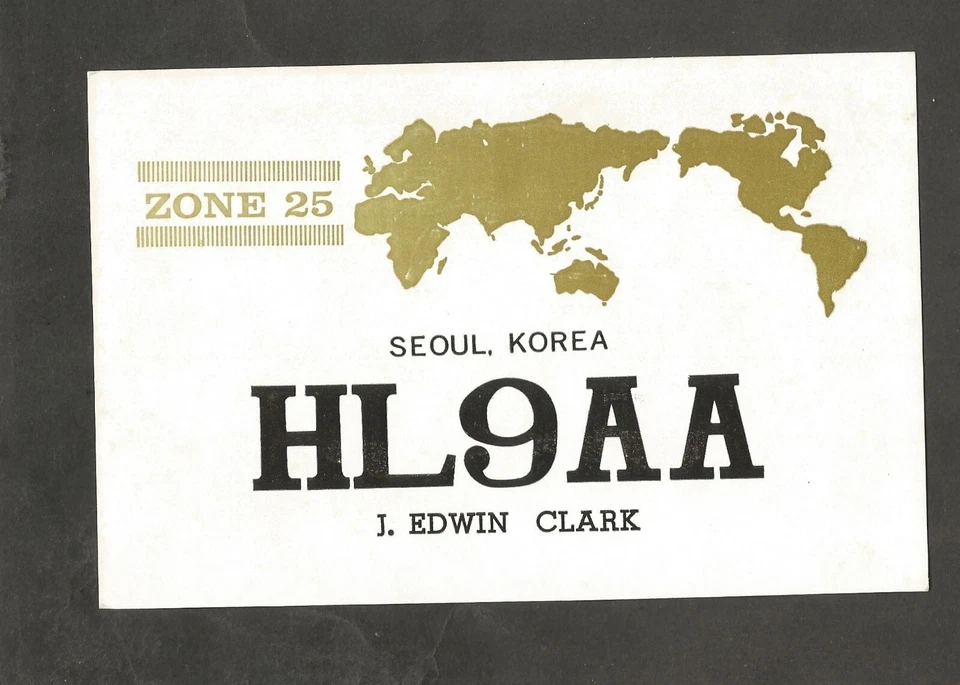 QSL Card HL9AA Korea J Edwin Clark 524th Military Intelligence  Brigade 1985 - Image 1 of 1