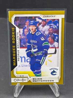 2018-19 ELIAS PETTERSSON O-PEE-CHEE UPDATE GOLD MARQUEE ROOKIE #611 SP RC  - Image 1 of 2