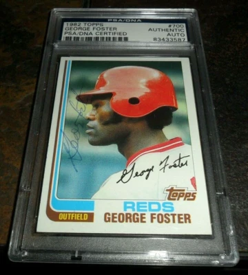 1982 TOPPS #700 George Foster Signed Cinciinnati BIG Reds MACHINE Auto PSA/DNA - Image 1 of 3