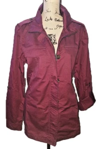 Buffalo David Bitton Women's Lightweight Military Jacket-Maroon - Picture 1 of 6
