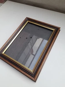 Vintage Bilderrahmen Holz Braun Goldrand | Retro 70er | Photo Frame Germany - Bild 1 von 2