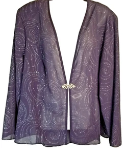 Women's Event Sparkle Jacket Purple Sheer Silver Sparkle Gem Closure Size 20WP - Picture 1 of 6