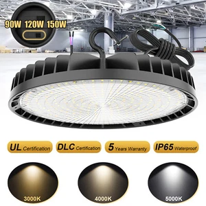 90W/120W/150W UFO LED High Bay Light Dimmable Ceiling Fixture 3000K/4000K/5000K - Picture 1 of 13