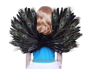 FashionWings (TM) Children's Peacock/Black Feather Costume Angel Wings Unisex - Picture 1 of 4