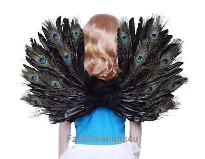 Fantasia infantil FashionWings (TM) pavão/pena preta asas de anjo unissex - Imagem 1 de 4