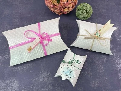 Pillowbox Kissenschachtel Faltschachtel Geschenkverpackung Präsent Box Set Weiß - Bild 1 von 3