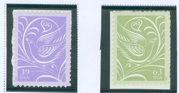 US 3998-3999 Love Wedding Dove, Complete Set/2,  Mint NH - Image 1 of 1