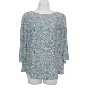 Top Jill Mujer Talla Pequeña Azul Multicolor Cuello Barco Manga 3/4 Estampado Paisley - Imagen 1 de 10