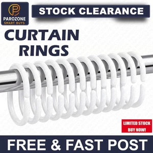 24 Pcs Shower Curtain Rings Hook Bathroom Plastic Strong Pole Rail Guide Hanger - Picture 1 of 4