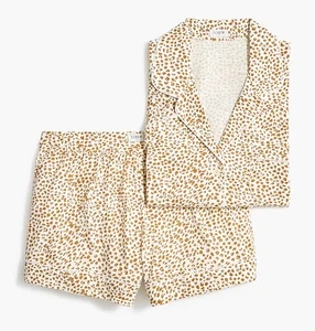 J. Crew Short-sleeve Cotton Short Pajama Set in Leopard Print NWT Sz M MSRP:$98 - Picture 1 of 3