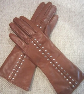 Michael Kors Damen Handschuhe braun Echtleder Nieten, NEU - Strickfutter - Bild 1 von 5