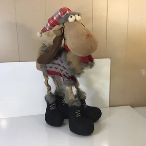 Weihnachten Plüsch Wildleder 26 Zoll stehender komischer Look Elch in Winterkleidung - Bild 1 von 10