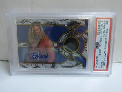 PSA 9 2018 Topps Legends WWE Kevin Nash Shirt Relics Blue Patch Auto 8/25 - Image 1 of 2