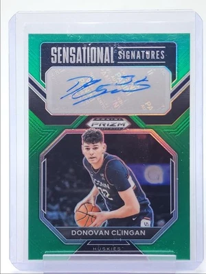 DONOVAN CLINGAN 2023-24 PRIZM DRAFT SENSATIONAL GREEN AUTO Q4408 - Image 1 of 2