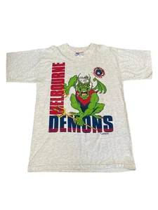 Vintage Melbourne Demons T-Shirt Men's Large White AFL Made in Australia 90s - Bild 1 von 7